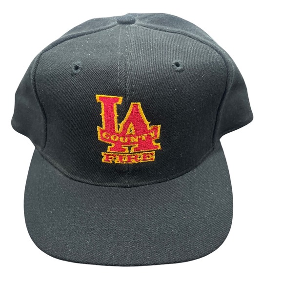 Otto Cap Other - LA County Fire Snapback Hat Black Green Underbrim Embroidered Logo